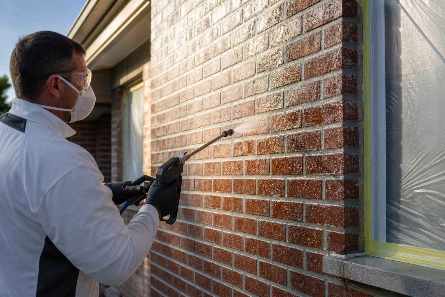 Traitement hydrofuge sur façade belge